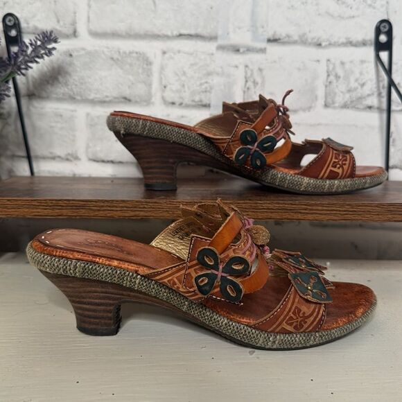 Spring Step Leather Savory Sandals Boho Hippie Size 38 7.5 8 - Picture 3 of 11
